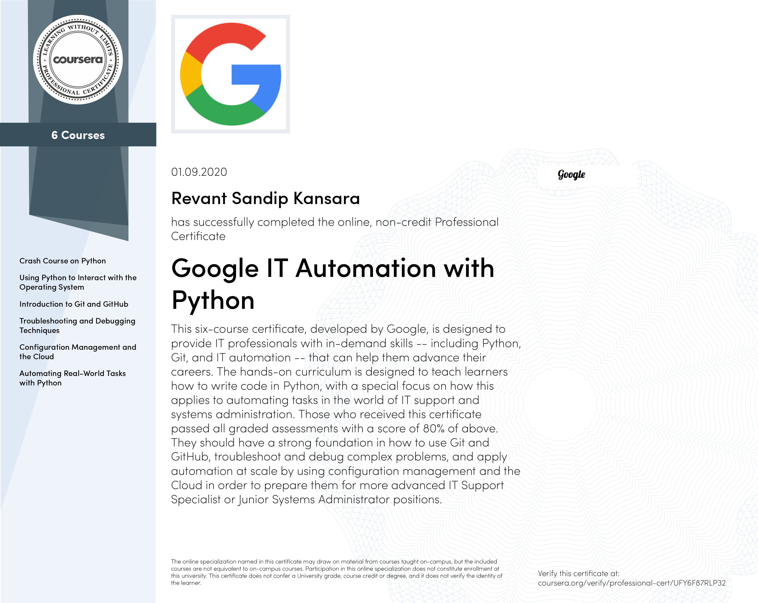 Google IT Automation with Python