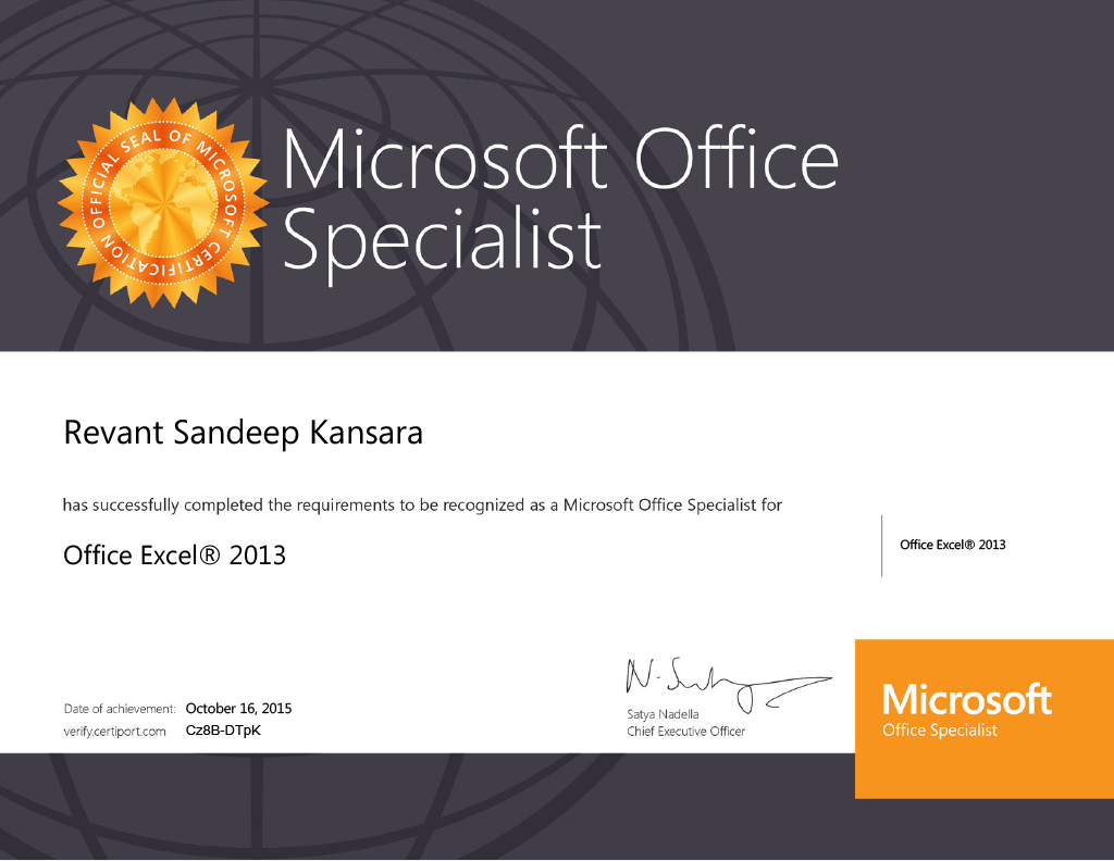 Microsoft Office Specialist - Excel 2013